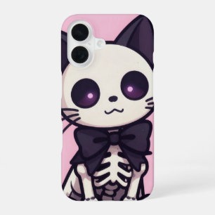 Kawaii Skeleton Cat Pink Halloween Case