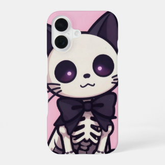 Kawaii Skeleton Cat Pink Halloween Case