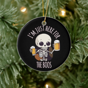 Kawaii Skeleton Halloween Oktoberfest Ceramic Tree Decoration