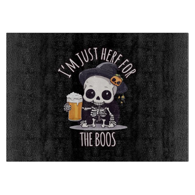 Kawaii Skeleton Halloween Oktoberfest Cutting Board (Front)