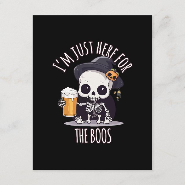 Kawaii Skeleton Halloween Oktoberfest Enclosure Card (Front)