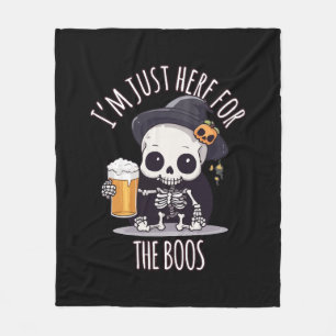 Kawaii Skeleton Halloween Oktoberfest Fleece Blanket