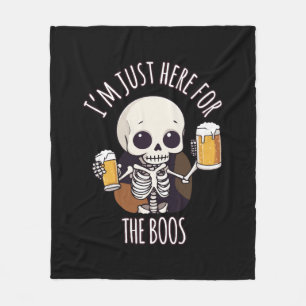 Kawaii Skeleton Halloween Oktoberfest Fleece Blanket