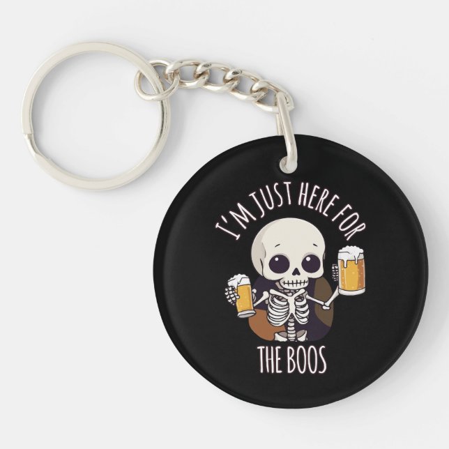 Kawaii Skeleton Halloween Oktoberfest Key Ring (Front)