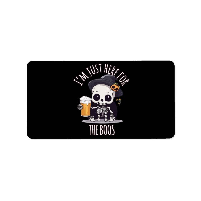 Kawaii Skeleton Halloween Oktoberfest Label (Front)