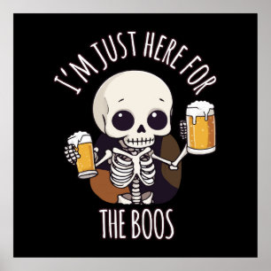 Kawaii Skeleton Halloween Oktoberfest Poster