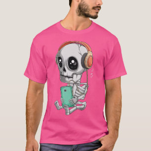 Kawaii Skeleton Listening Music Producer Dj Lovers T-Shirt