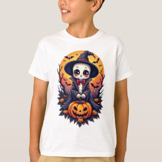 Kawaii Skeleton Witch with Pumpkin T-Shirt