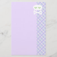 Kawaii Skull Crossbones on Punky Purple Plaid