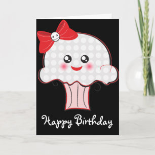 Kawaii Skull Cupcake Birthday Card