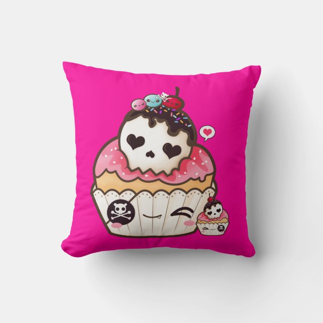 Kawaii skull cupcake cushion (Front)