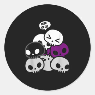 Kawaii Skull Pile Cute Demiual Stuff Pride Or Die  Classic Round Sticker