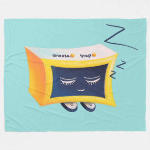 Kawaii Sleeping Alarm Clock Character Fleece Blanket