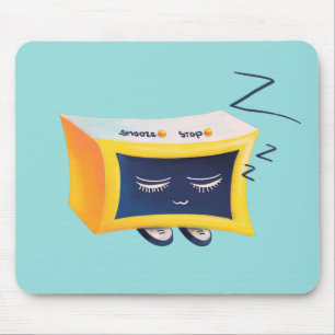 Kawaii Sleeping Alarm Clock Character Mouse Pad