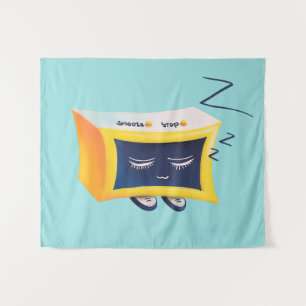 Kawaii Sleeping Alarm Clock Character Tapestry