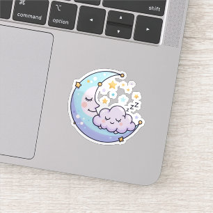 Kawaii Sleeping Moon Cloud Sticker Celestial 