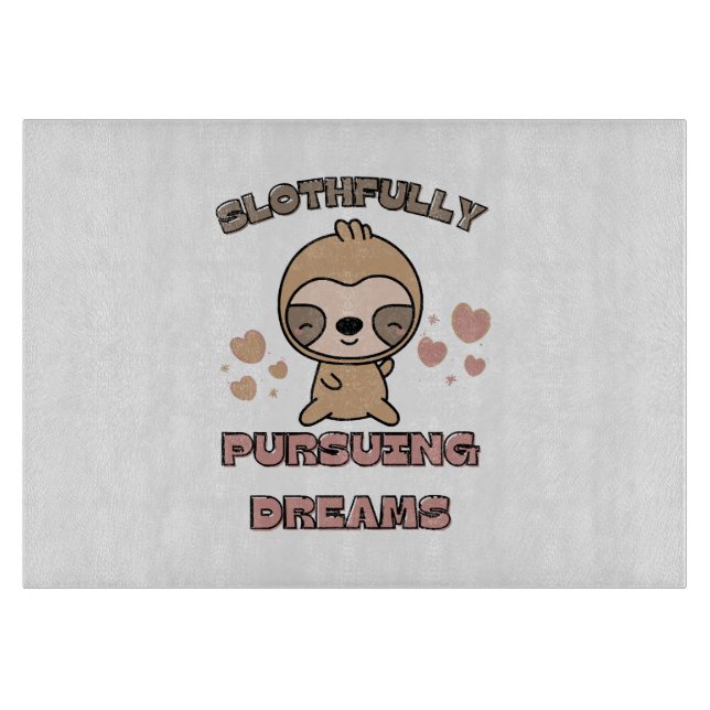 Kawaii Sloth Animal Pun Cutting Board (Front)
