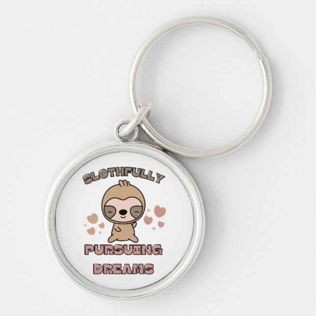 Kawaii Sloth Animal Pun Key Ring (Front)