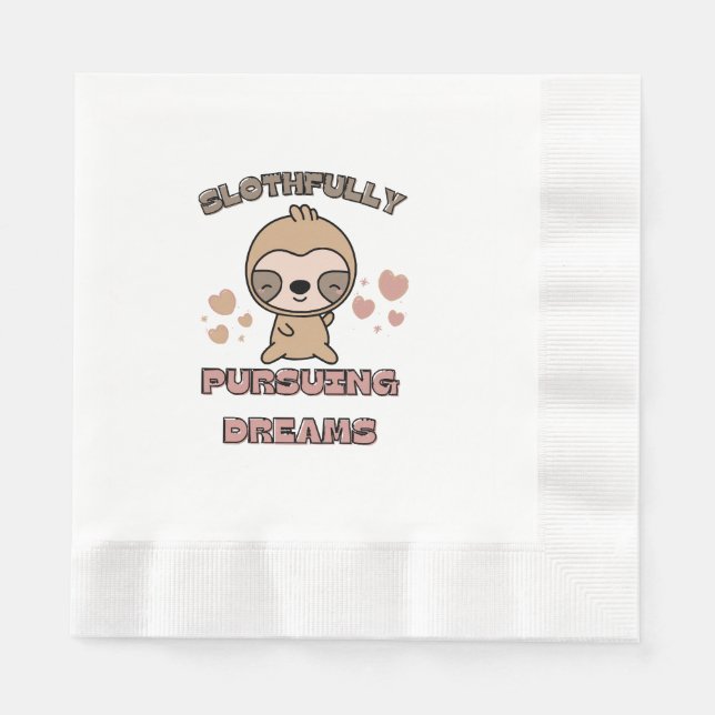 Kawaii Sloth Animal Pun Napkin (Front)
