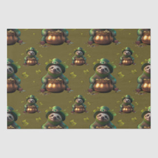 Kawaii sloth. Funny Irish Leprechaun. Saint Patric Tissue Paper