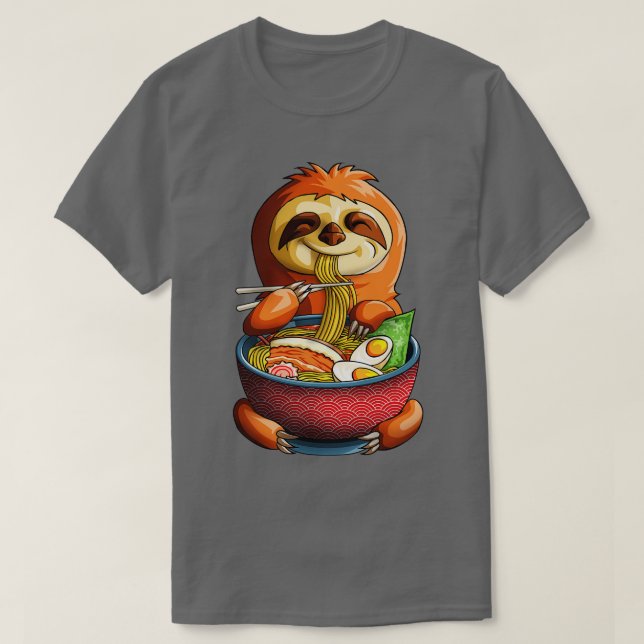 Kawaii Sloth Noodles Cute  Sloth Ramen Otaku Weeab T-Shirt (Design Front)