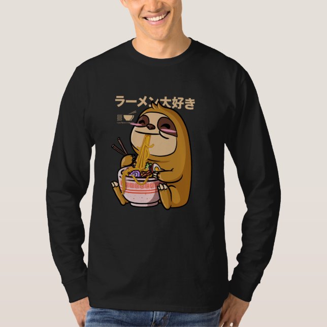 Kawaii Sloth Ramen Bowl Anime Otaku Japanese Noodl T-Shirt (Front)