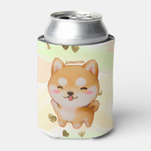Kawaii Smiling Cartoon-Style Shiba Inu Can Cooler
