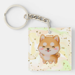 Kawaii Smiling Cartoon-Style Shiba Inu Key Ring