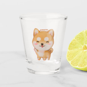 Kawaii Smiling Cartoon-Style Shiba Inu Shot Glass