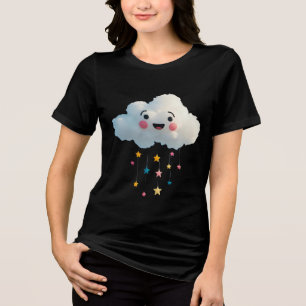 Kawaii Smiling Cloud T-shirt – Cute Cloud Raining  Tri-Blend Shirt