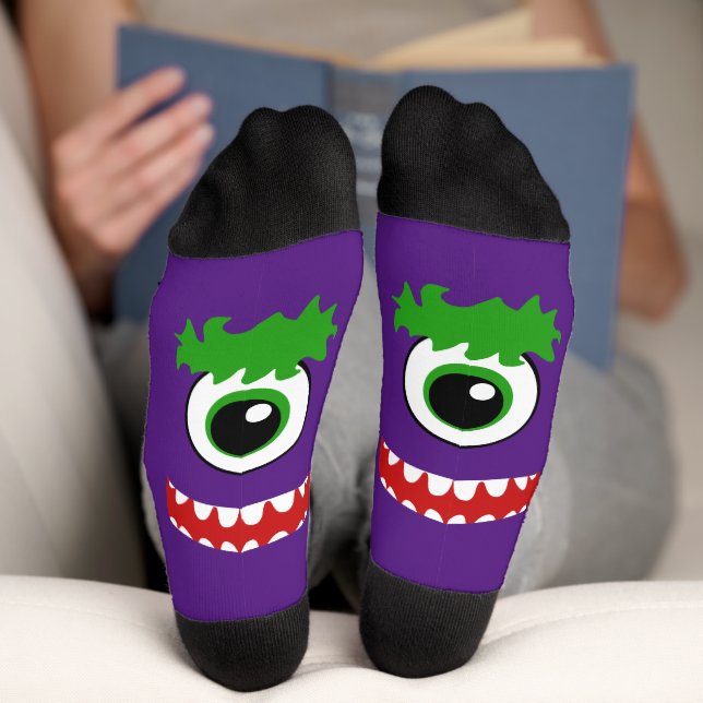 Kawaii Smiling One Eyed Monster Socks (Bottom)