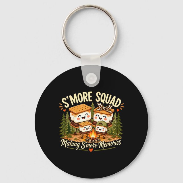 Kawaii Smore Happy Camper Camping Crew Trip Key Ring (Front)