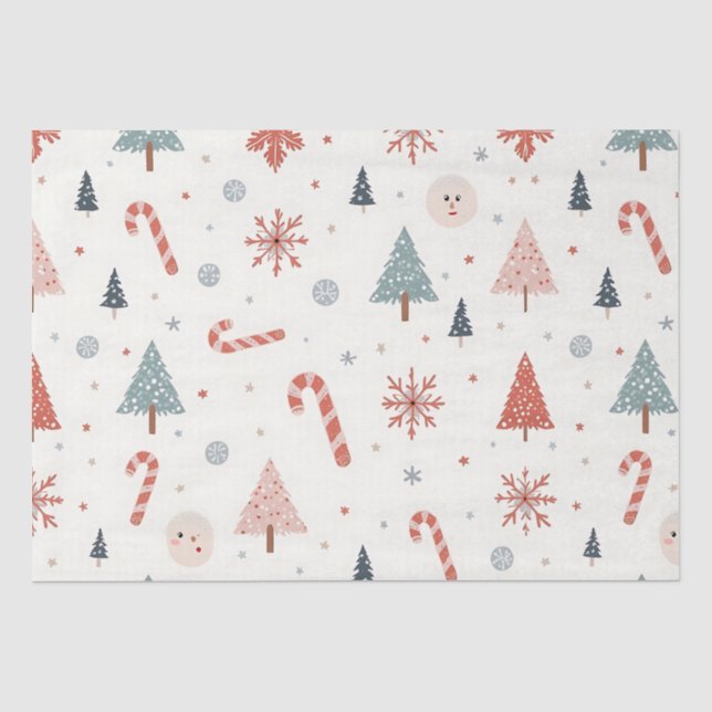 Kawaii Snowflakes pattern Tissue Paper (Front)
