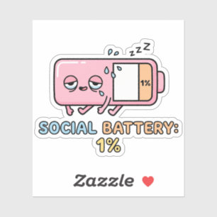 Kawaii Social Battery 1% Funny Introvert Energy 