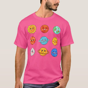 Kawaii Solar System Space Cute Planets Stem Anime  T-Shirt