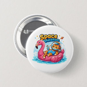 Kawaii Space Cat Vacation Design 6 Cm Round Badge