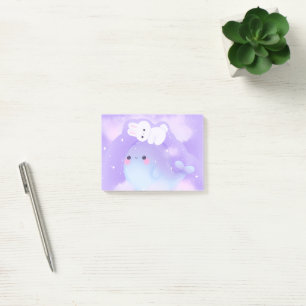 Kawaii Space whale and rabbit sticky notes