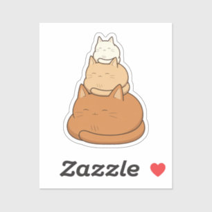 Kawaii Stacked Sleeping Cat Pile Illustration