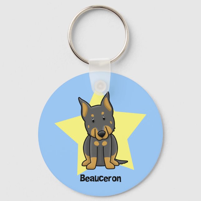 Kawaii Star Beauceron Key Ring (Front)