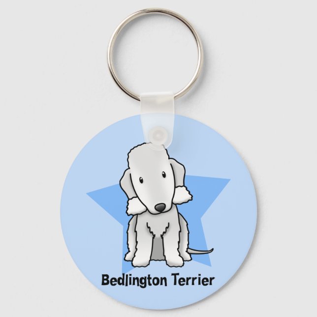 Kawaii Star Bedlington Terrier Key Ring (Front)