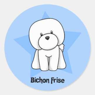 Kawaii Star Bichon Frise Classic Round Sticker