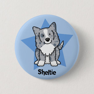 Kawaii Star Blue Sheltie 6 Cm Round Badge