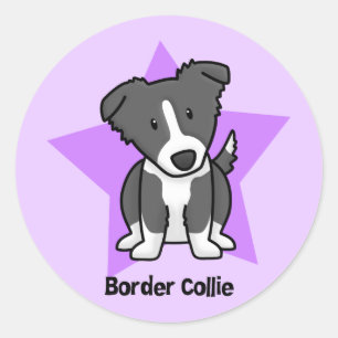 Kawaii Star Border Collie Classic Round Sticker