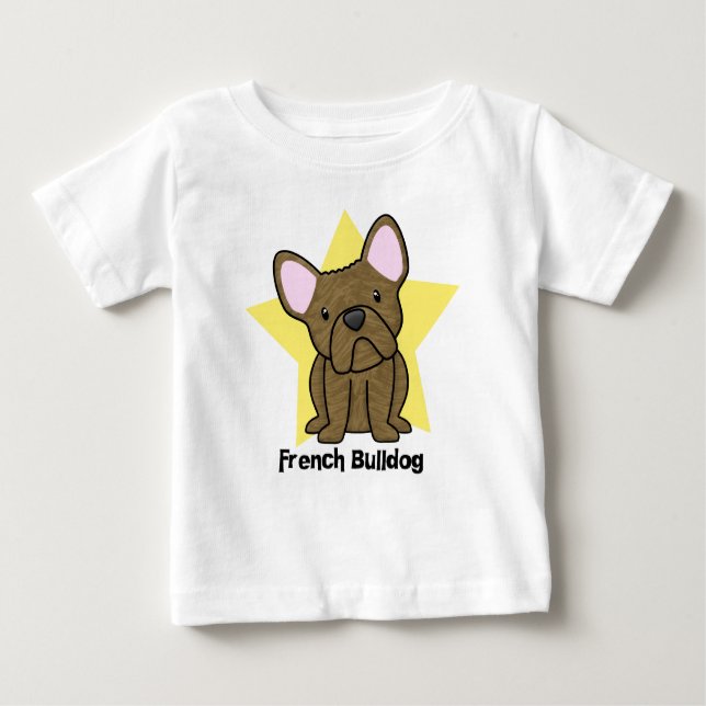 Kawaii Star Brindle French Bulldog Baby's Baby T-Shirt (Front)