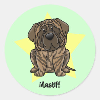Kawaii Star Brindle Mastiff Classic Round Sticker