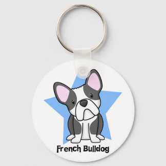 Kawaii Star BW French Bulldog Key Ring