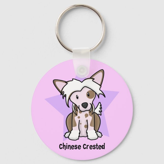 Kawaii Star Chinese Crested Key Ring (Front)