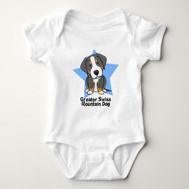 Kawaii Star Greater Swiss Mountain Dog Baby Bodysuit (Front)