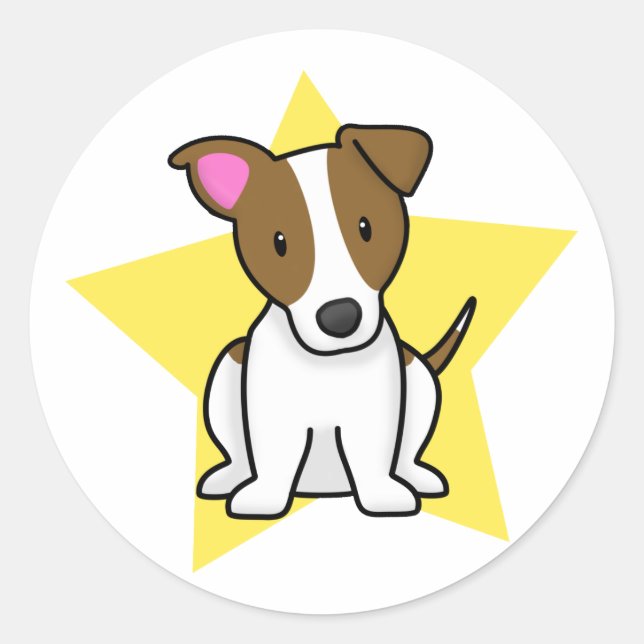 Kawaii Star Jack Russell Terrier Classic Round Sticker (Front)