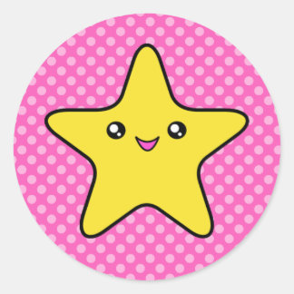 Kawaii Star Pink Polka Dot Stickers